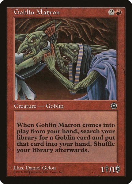 Goblin Matron trading card from Portal Second Age Goblin Matron - Portal Second Age Magic: The Gathering trading card