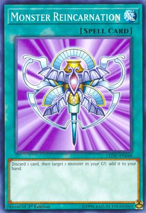 Monster Reincarnation trading card from Legendary Duelists Monster Reincarnation - Legendary Duelists YuGiOh trading card