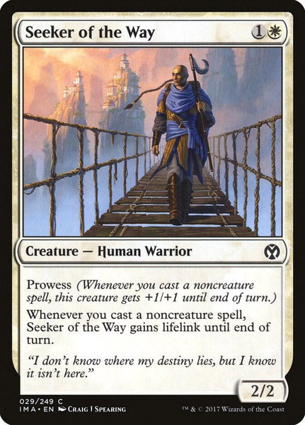 Seeker of the Way trading card from Iconic Masters Seeker of the Way - Iconic Masters Magic: The Gathering trading card