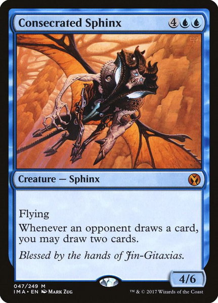 Consecrated Sphinx trading card from Iconic Masters Consecrated Sphinx - Iconic Masters Magic: The Gathering trading card