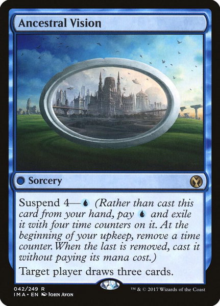 Ancestral Vision trading card from Iconic Masters Ancestral Vision - Iconic Masters Magic: The Gathering trading card