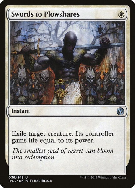 Swords to Plowshares trading card from Iconic Masters Swords to Plowshares - Iconic Masters Magic: The Gathering trading card