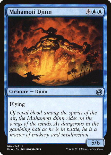 Mahamoti Djinn trading card from Iconic Masters Mahamoti Djinn - Iconic Masters Magic: The Gathering trading card
