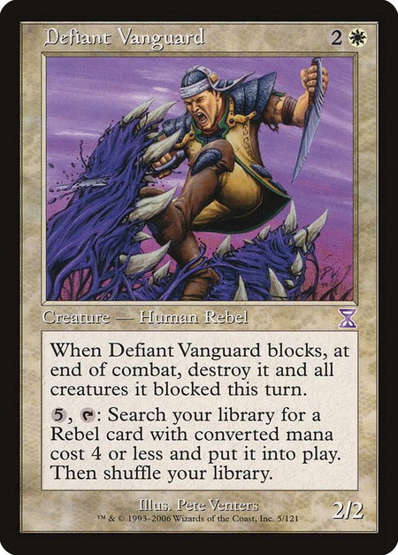 Defiant Vanguard trading card from Timeshifted Defiant Vanguard - Timeshifted Magic: The Gathering trading card