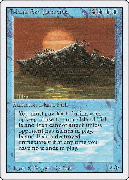 Island Fish Jasconius trading card from Revised Edition Island Fish Jasconius - Revised Edition Magic: The Gathering trading card