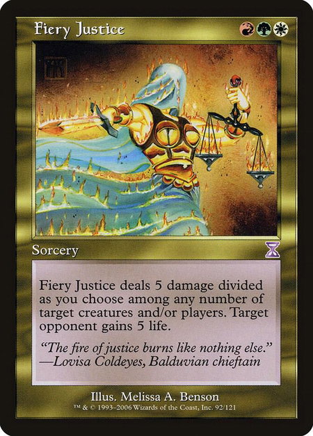 Fiery Justice trading card from Timeshifted Fiery Justice - Timeshifted Magic: The Gathering trading card