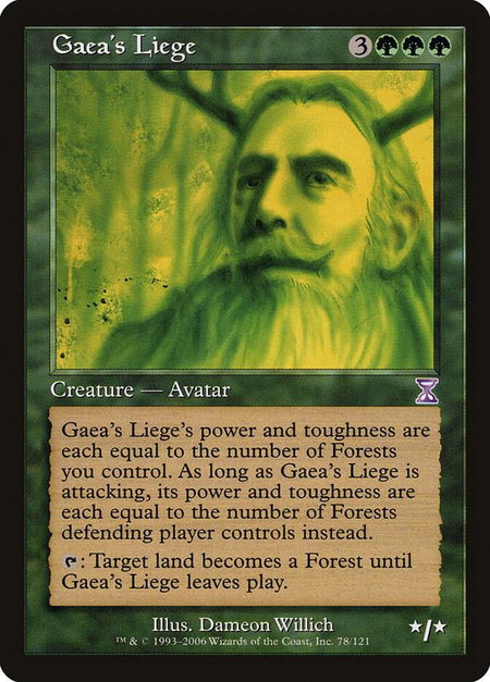 Gaea's Liege trading card from Timeshifted Gaea's Liege - Timeshifted Magic: The Gathering trading card