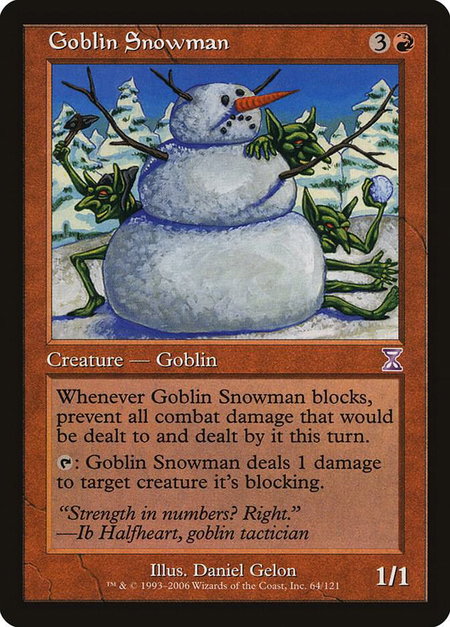 Goblin Snowman trading card from Timeshifted Goblin Snowman - Timeshifted Magic: The Gathering trading card