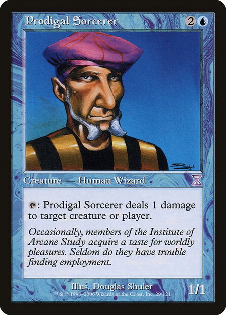 Prodigal Sorcerer trading card from Timeshifted Prodigal Sorcerer - Timeshifted Magic: The Gathering trading card