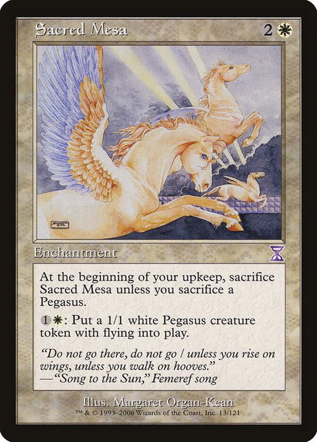 Sacred Mesa trading card from Timeshifted Sacred Mesa - Timeshifted Magic: The Gathering trading card