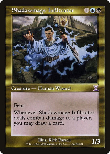 Shadowmage Infiltrator trading card from Timeshifted Shadowmage Infiltrator - Timeshifted Magic: The Gathering trading card