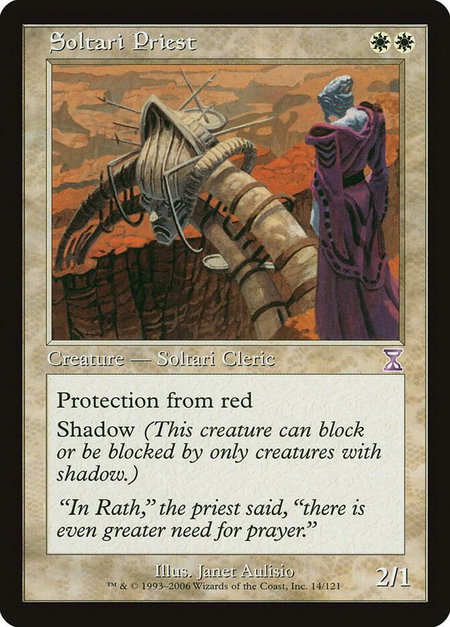 Soltari Priest trading card from Timeshifted Soltari Priest - Timeshifted Magic: The Gathering trading card