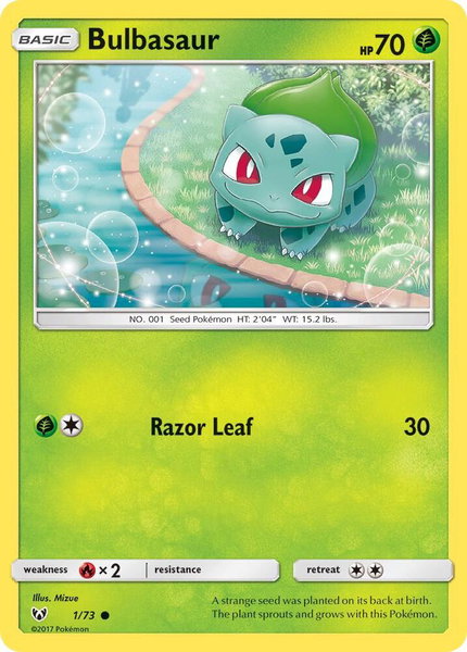 Bulbasaur trading card from Shining Legends Bulbasaur - Shining Legends Pokémon trading card