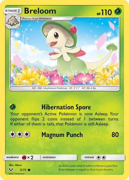 Breloom trading card from Shining Legends Breloom - Shining Legends Pokémon trading card
