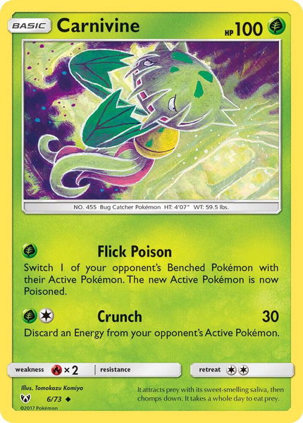 Carnivine trading card from Shining Legends Carnivine - Shining Legends Pokémon trading card