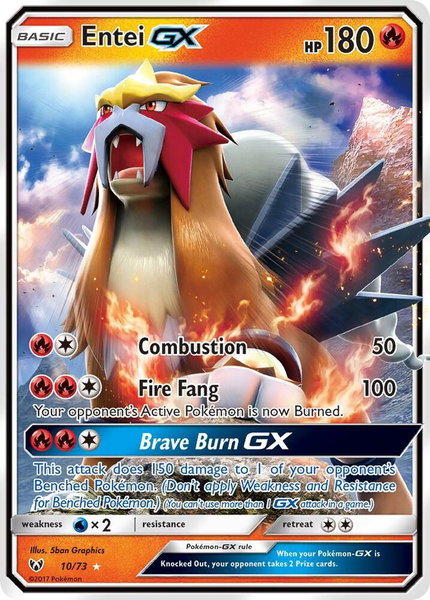 Entei GX trading card from Shining Legends Entei GX - Shining Legends Pokémon trading card
