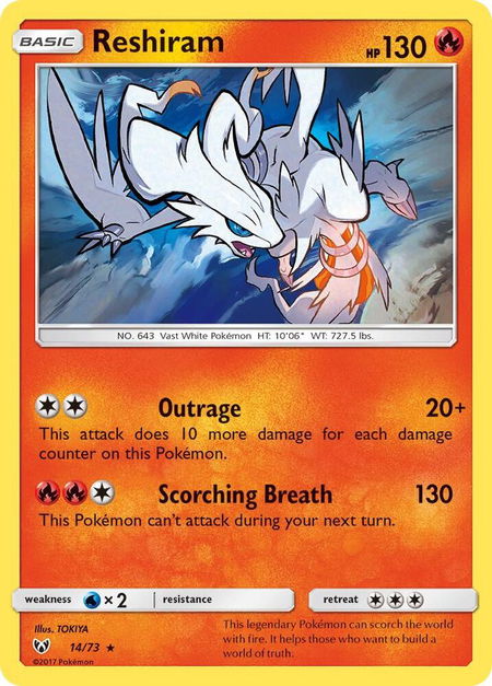 Reshiram - Shining Legends Pokémon trading card