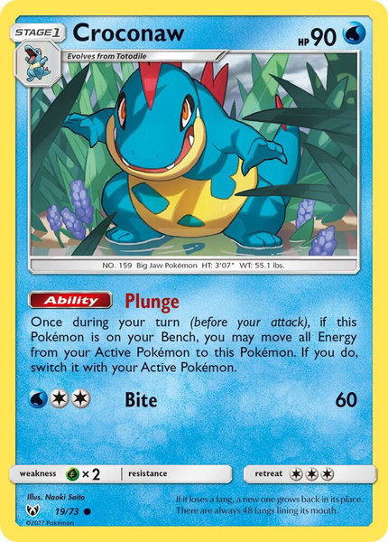 Croconaw trading card from Shining Legends Croconaw - Shining Legends Pokémon trading card