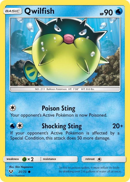Qwilfish - Shining Legends Pokémon trading card