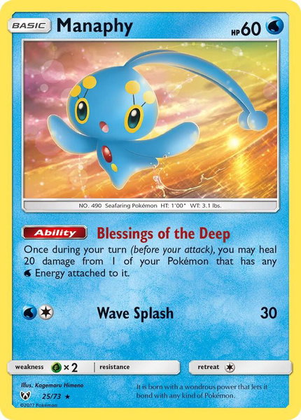 Manaphy trading card from Shining Legends Manaphy - Shining Legends Pokémon trading card