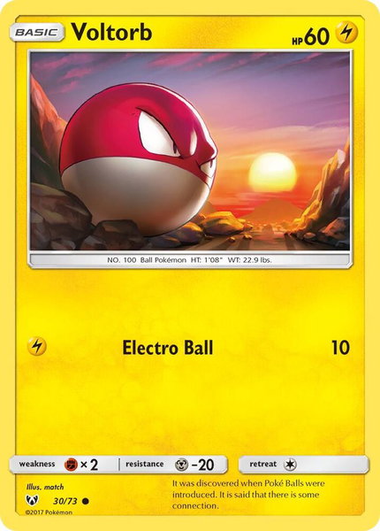 Voltorb trading card from Shining Legends Voltorb - Shining Legends Pokémon trading card