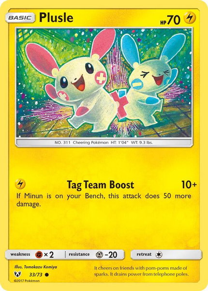 Plusle trading card from Shining Legends Plusle - Shining Legends Pokémon trading card