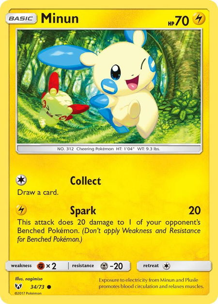 Minun - Shining Legends Pokémon trading card
