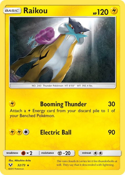 Raikou trading card from Shining Legends Raikou - Shining Legends Pokémon trading card