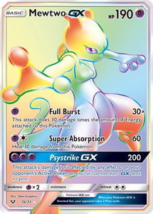 Mewtwo GX (Secret) - Shining Legends (SHL) #76/73 - Secret Rare Pokémon Trading Card