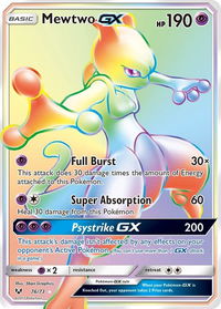 Mewtwo GX (Secret) - Shining Legends (SHL) #76/73 - Secret Rare Pokémon Trading Card