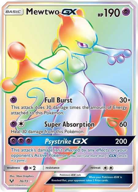 Mewtwo GX (Secret) - Shining Legends Pokémon trading card