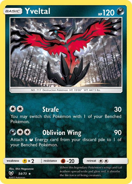 Yveltal trading card from Shining Legends Yveltal - Shining Legends Pokémon trading card