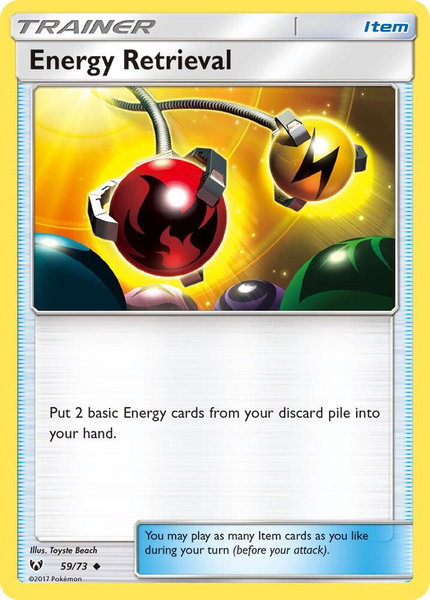 Energy Retrieval trading card from Shining Legends Energy Retrieval - Shining Legends Pokémon trading card