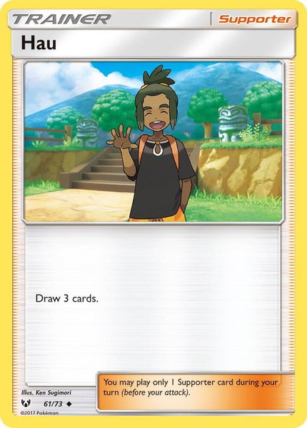 Hau trading card from Shining Legends Hau - Shining Legends Pokémon trading card