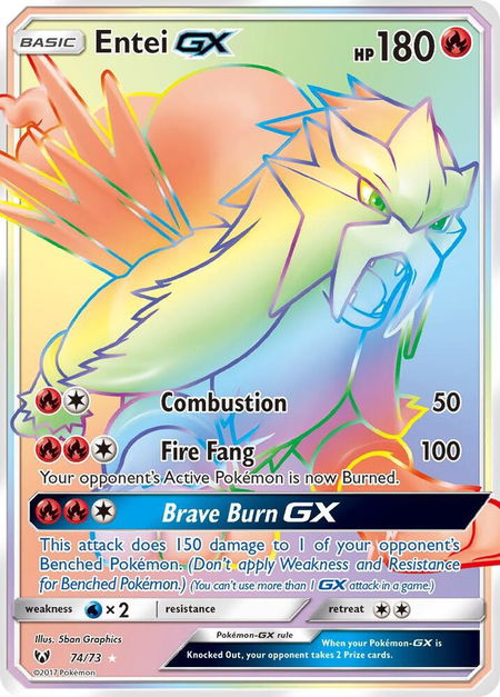 Entei GX (Secret) - Shining Legends Pokémon trading card