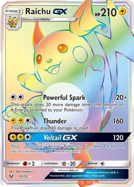 Raichu GX (Secret) - Shining Legends Pokémon trading card