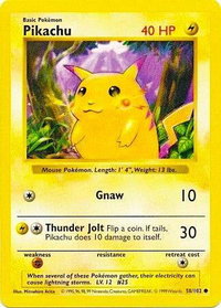 Pikachu (Red Cheeks) - Base Set (Shadowless) (BSS) #058/102 - Common Pokémon Trading Card