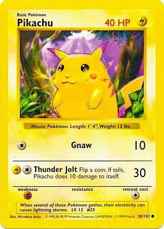 Pikachu (Red Cheeks) - Base Set (Shadowless) Pokémon trading card