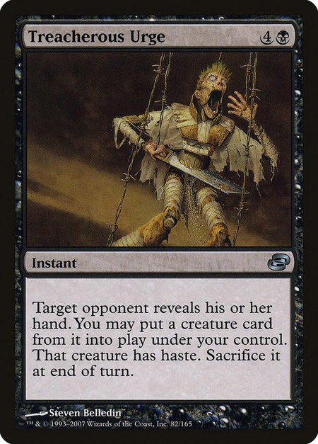 Treacherous Urge trading card from Planar Chaos Treacherous Urge - Planar Chaos Magic: The Gathering trading card