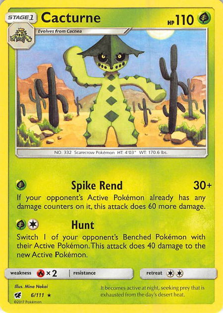 Cacturne - SM - Crimson Invasion Pokémon trading card