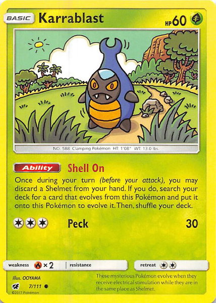 Karrablast trading card from SM - Crimson Invasion Karrablast - SM - Crimson Invasion Pokémon trading card
