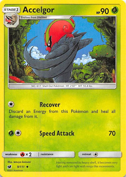 Accelgor trading card from SM - Crimson Invasion Accelgor - SM - Crimson Invasion Pokémon trading card