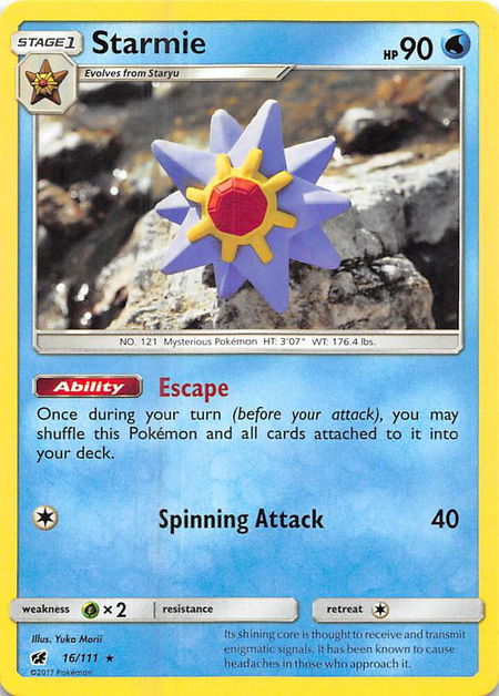 Starmie trading card from SM - Crimson Invasion Starmie - SM - Crimson Invasion Pokémon trading card