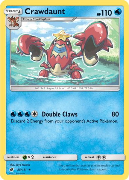 Crawdaunt trading card from SM - Crimson Invasion Crawdaunt - SM - Crimson Invasion Pokémon trading card