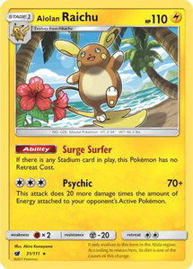 Alolan Raichu - SM - Crimson Invasion (SM04) #31/111 - Holo Rare Pokémon Trading Card