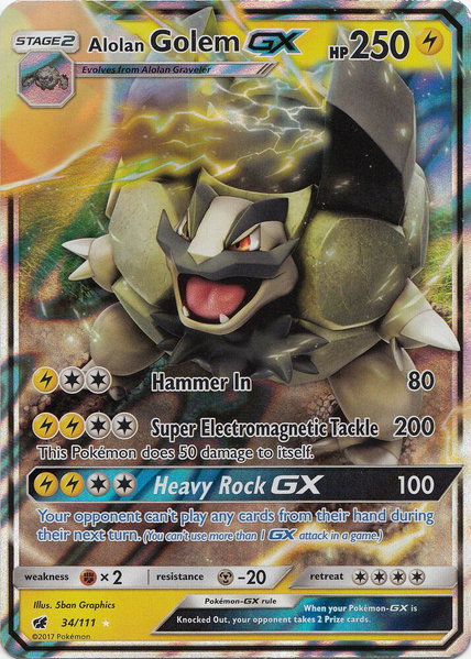 Alolan Golem GX trading card from SM - Crimson Invasion Alolan Golem GX - SM - Crimson Invasion Pokémon trading card