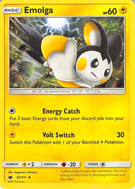 Emolga - SM - Crimson Invasion Pokémon trading card