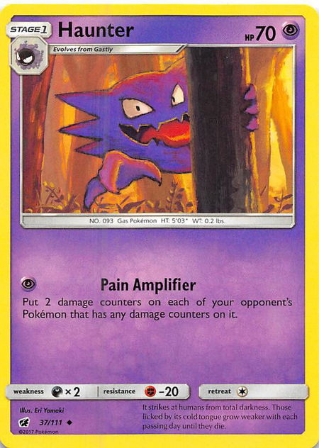 Haunter trading card from SM - Crimson Invasion Haunter - SM - Crimson Invasion Pokémon trading card