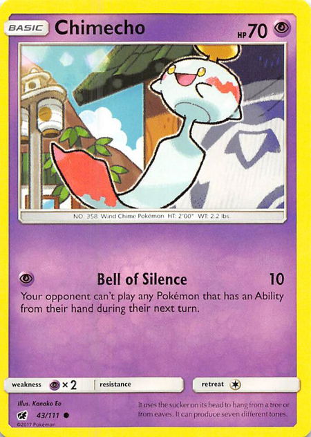 Chimecho trading card from SM - Crimson Invasion Chimecho - SM - Crimson Invasion Pokémon trading card