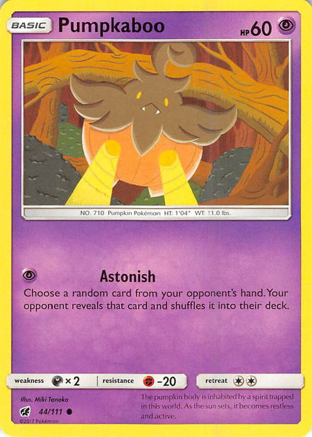 Pumpkaboo trading card from SM - Crimson Invasion Pumpkaboo - SM - Crimson Invasion Pokémon trading card